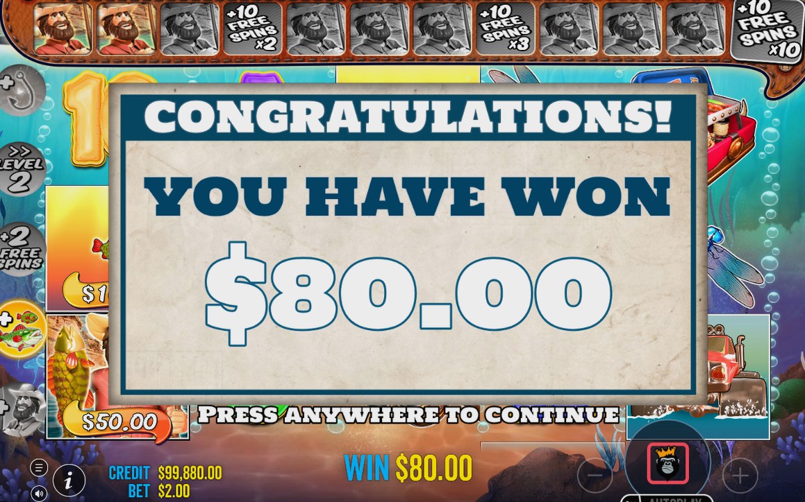 Vinstskärm efter Free Spins med vinsten i kr